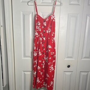 Floral Red Midi Dress